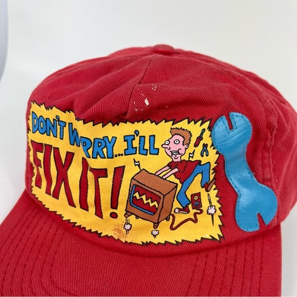 Vintage 1980 Funny Retro Don’t Worry I’ll Fix It Screen Printed Snapback Hat - Picture 2 of 5